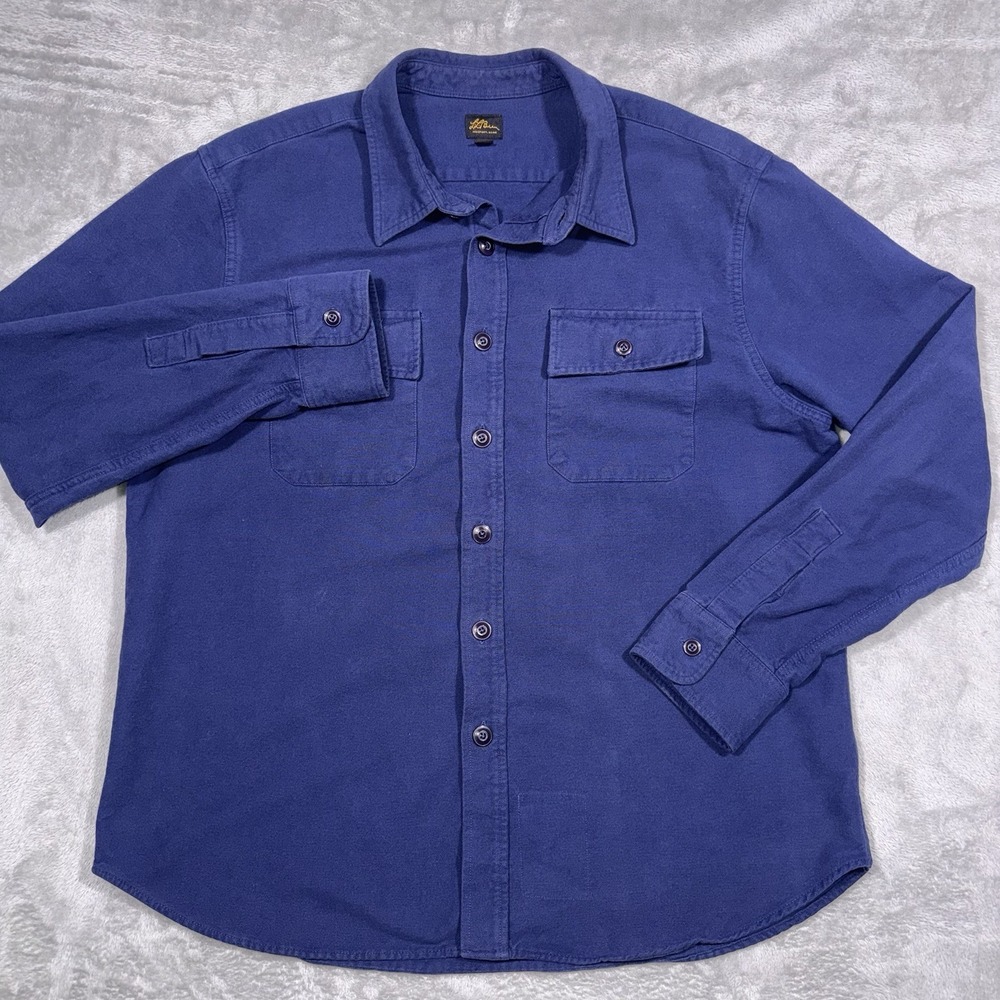 LL Bean Signature Chamois Cloth Flannel Extra Large Blue 1933 Archive Classic